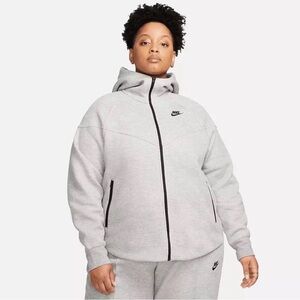 NEW Nike Sportswear Tech Fleece Windrunner Grey Logo Full Zip Hoodie 1x/2x Plus